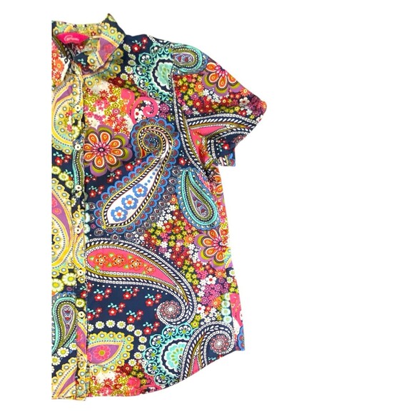 Pappagallo Button Up Shirt Women’s Large Colorful Floral Paisley Print - Picture 7 of 8